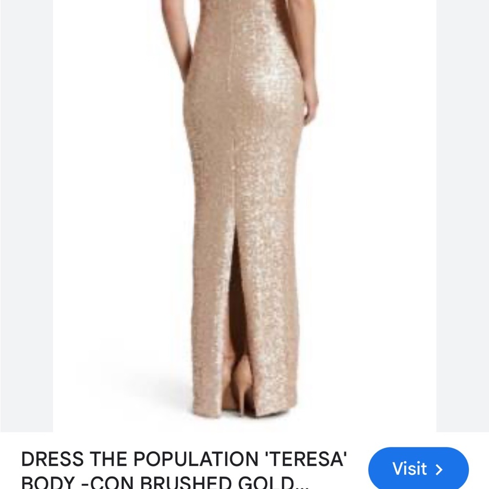 Dress the Population Shimmering Sequin Maxi Dress in Gold - Picture 3 of 11